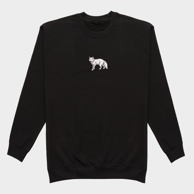 Bobby's Planet Men's Embroidered Arctic Fox Sweatshirt from Arctic Polar Animals Collection in Black Color#color_black