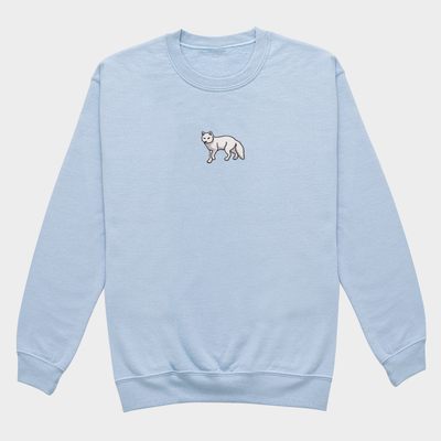 Bobby's Planet Women's Embroidered Arctic Fox Sweatshirt from Arctic Polar Animals Collection in Light Blue Color#color_light-blue