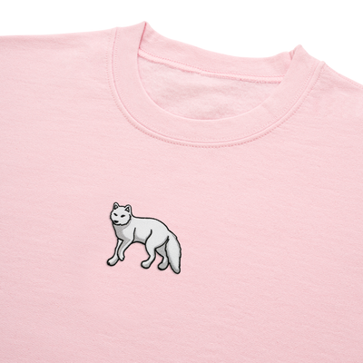 Bobby's Planet Women's Embroidered Arctic Fox Sweatshirt from Arctic Polar Animals Collection in Light Pink Color#color_light-pink