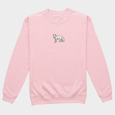 Bobby's Planet Women's Embroidered Arctic Fox Sweatshirt from Arctic Polar Animals Collection in Light Pink Color#color_light-pink