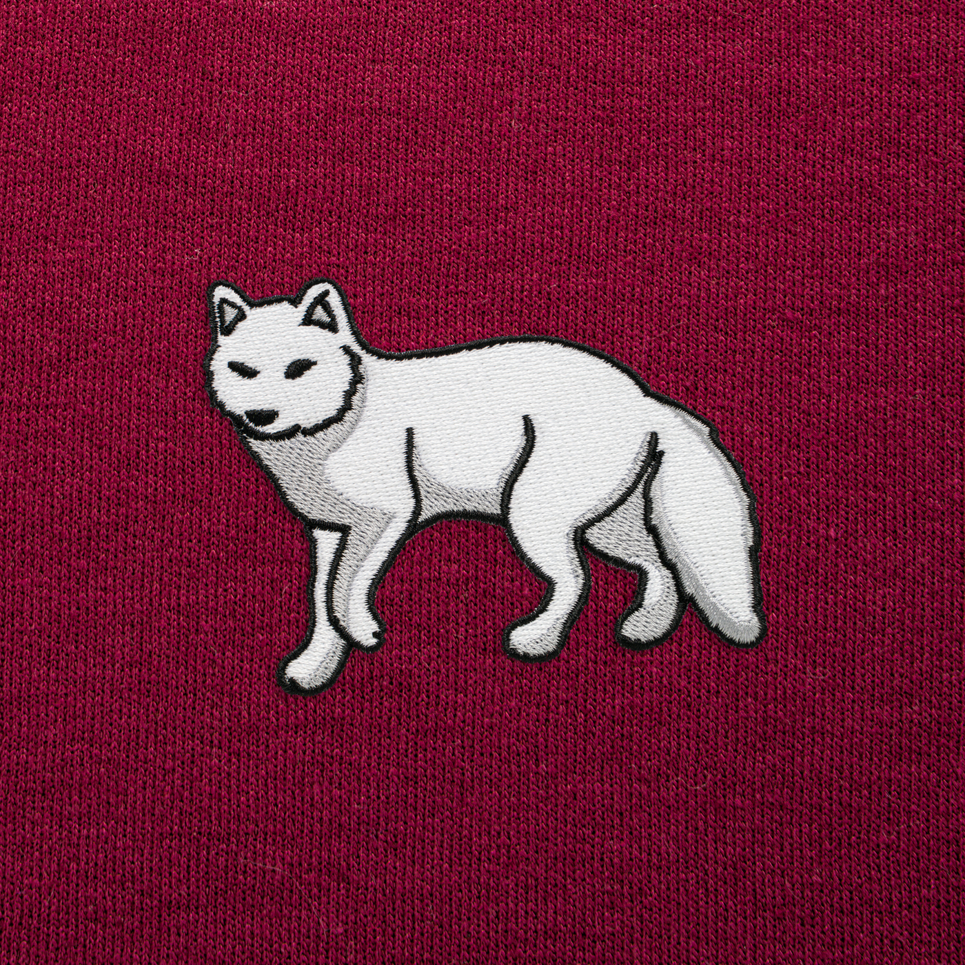 Bobby's Planet Men's Embroidered Arctic Fox Sweatshirt from Arctic Polar Animals Collection in Maroon Color#color_maroon