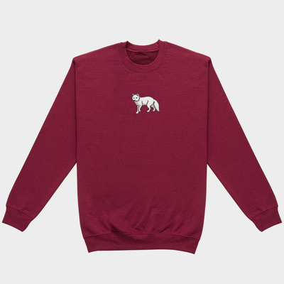 Bobby's Planet Men's Embroidered Arctic Fox Sweatshirt from Arctic Polar Animals Collection in Maroon Color#color_maroon