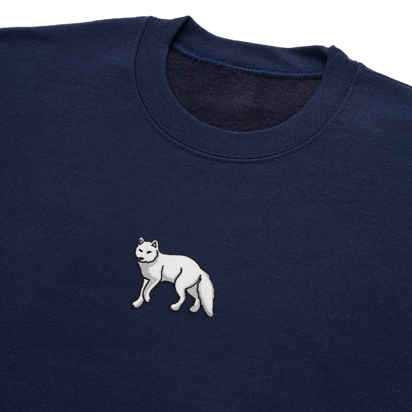 Bobby's Planet Men's Embroidered Arctic Fox Sweatshirt from Arctic Polar Animals Collection in Navy Color#color_navy