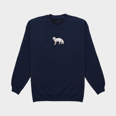 Bobby's Planet Women's Embroidered Arctic Fox Sweatshirt from Arctic Polar Animals Collection in Navy Color#color_navy