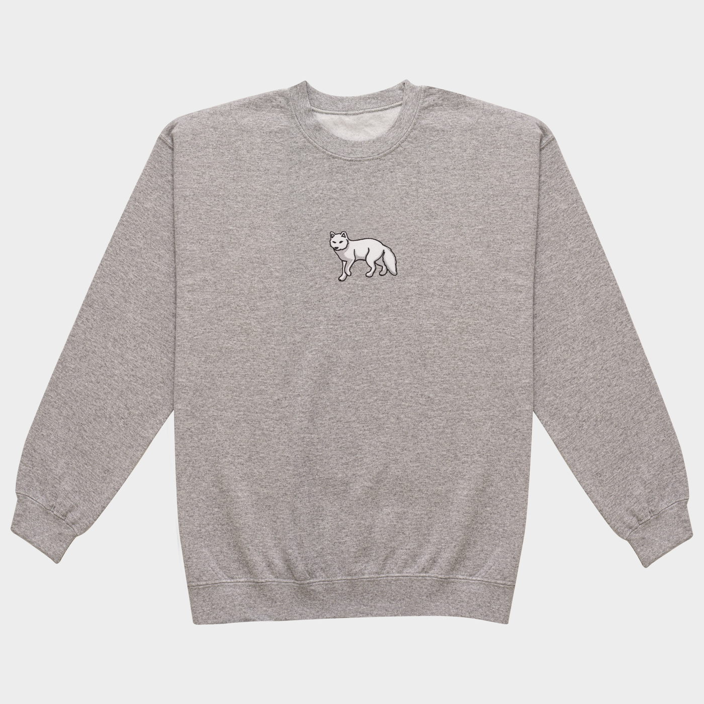 Bobby's Planet Women's Embroidered Arctic Fox Sweatshirt from Arctic Polar Animals Collection in Sport Grey Color#color_sport-grey