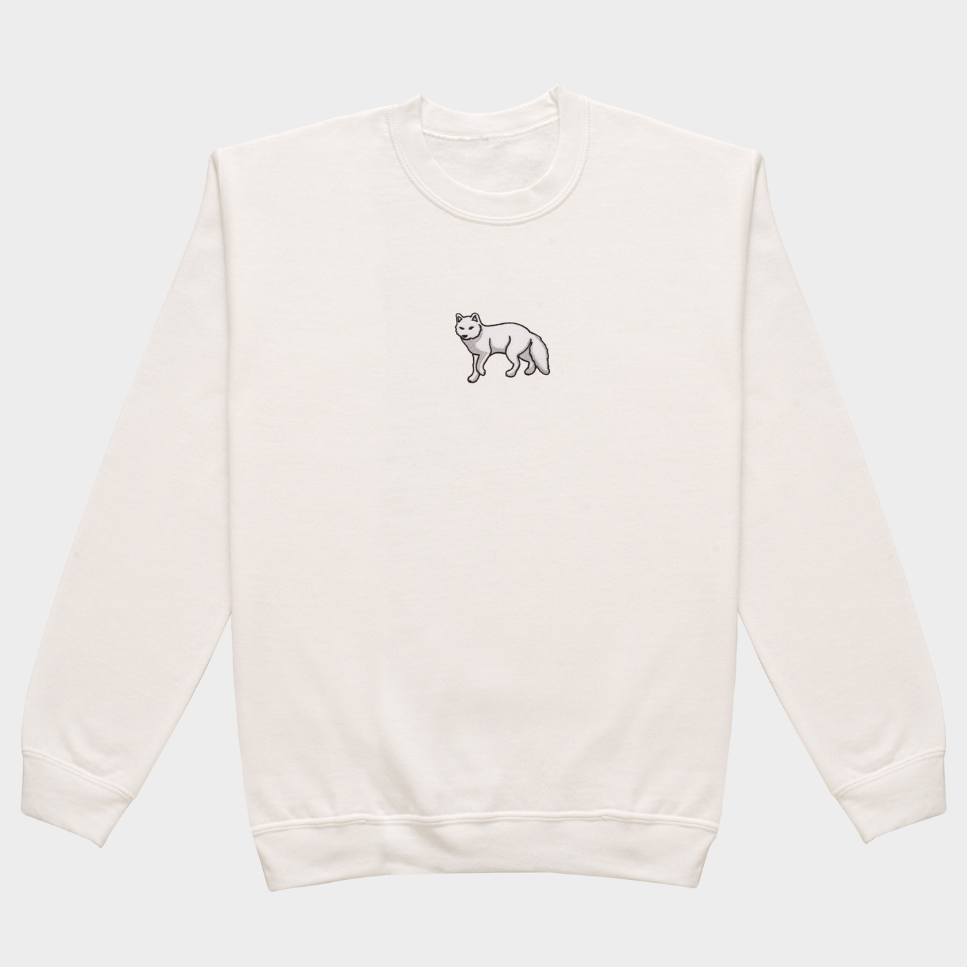 Bobby's Planet Men's Embroidered Arctic Fox Sweatshirt from Arctic Polar Animals Collection in White Color#color_white