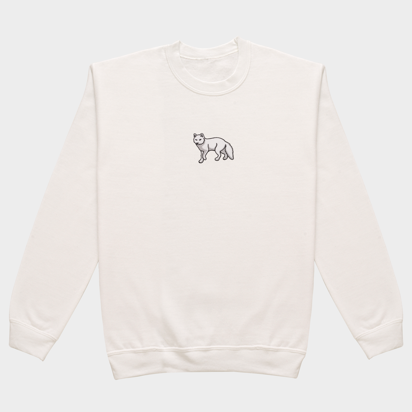 Bobby's Planet Women's Embroidered Arctic Fox Sweatshirt from Arctic Polar Animals Collection in White Color#color_white