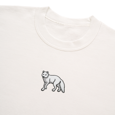 Bobby's Planet Men's Embroidered Arctic Fox Sweatshirt from Arctic Polar Animals Collection in White Color#color_white