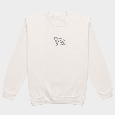 Bobby's Planet Men's Embroidered Arctic Fox Sweatshirt from Arctic Polar Animals Collection in White Color#color_white