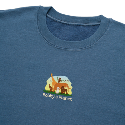 Bobby's Planet Men's Embroidered Poodle Sweatshirt from Bobbys Planet Toy Poodle Collection in Indigo Blue Color#color_indigo-blue