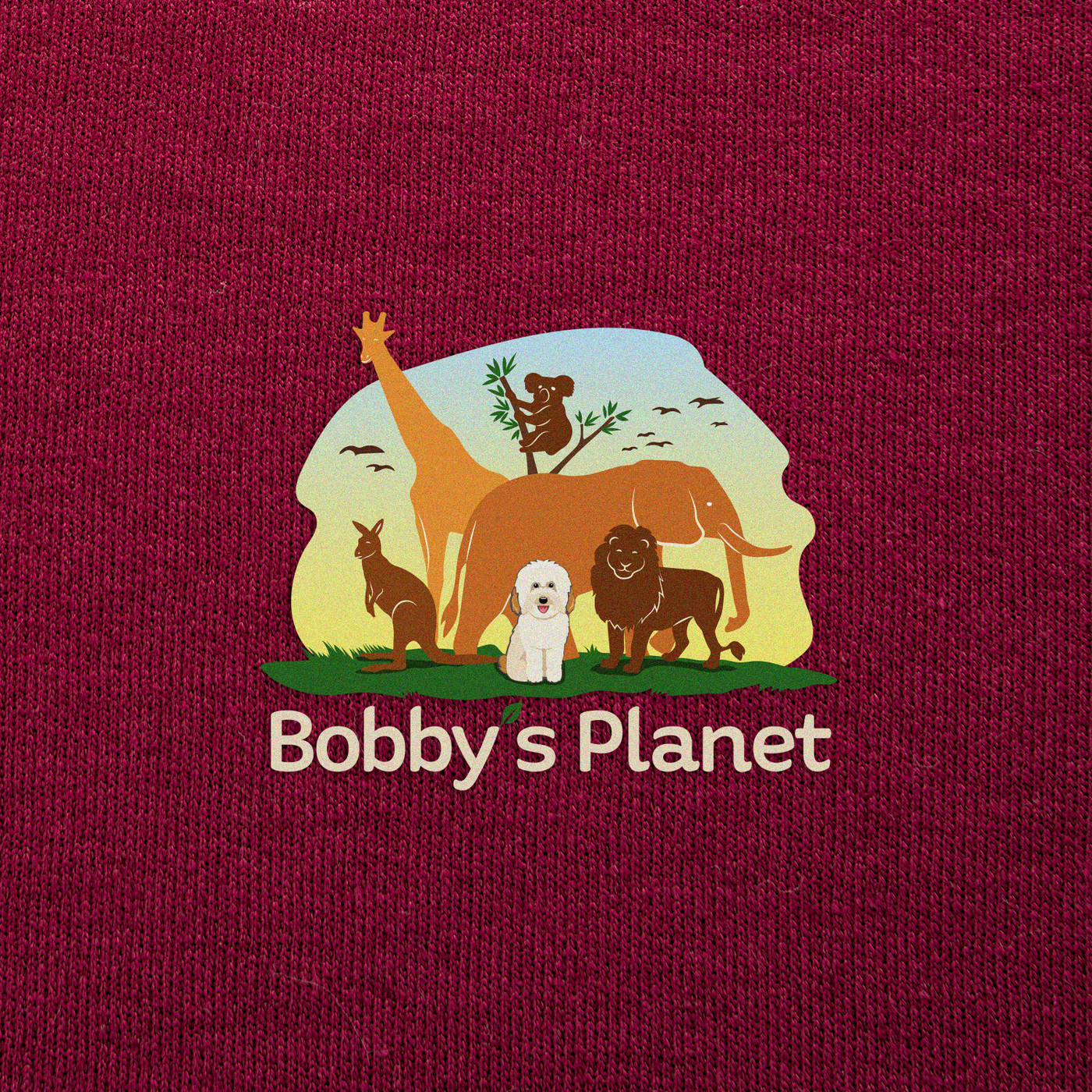 Bobby's Planet Men's Embroidered Poodle Sweatshirt from Bobbys Planet Toy Poodle Collection in Maroon Color#color_maroon