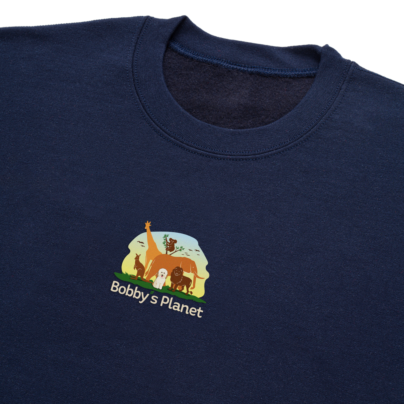Bobby's Planet Men's Embroidered Poodle Sweatshirt from Bobbys Planet Toy Poodle Collection in Navy Color#color_navy