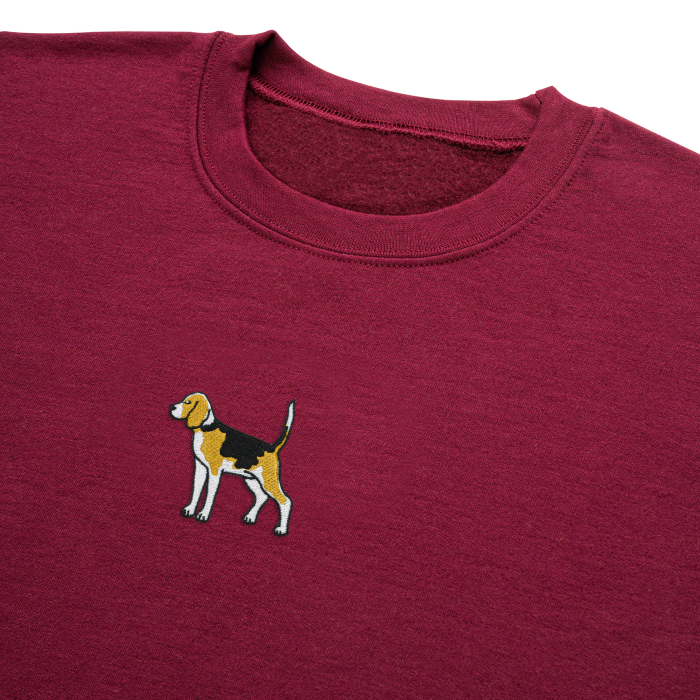 Bobby's Planet Men's Embroidered Beagle Sweatshirt from Paws Dog Cat Animals Collection in Maroon Color#color_maroon