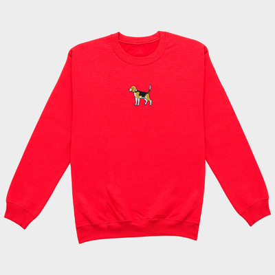 Bobby's Planet Women's Embroidered Beagle Sweatshirt from Paws Dog Cat Animals Collection in Red Color#color_red