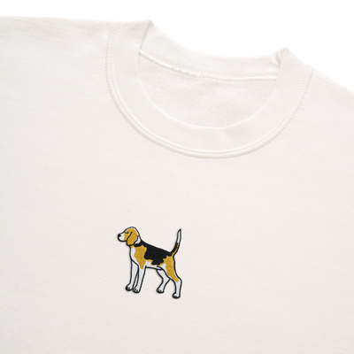 Bobby's Planet Men's Embroidered Beagle Sweatshirt from Paws Dog Cat Animals Collection in White Color#color_white