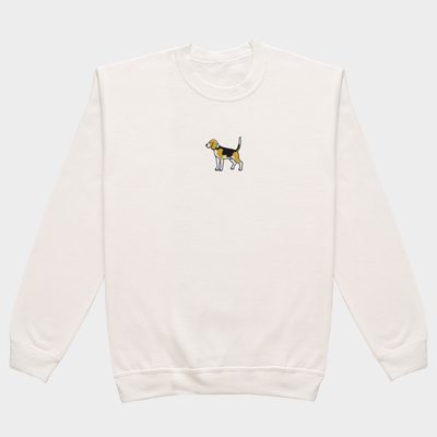 Bobby's Planet Women's Embroidered Beagle Sweatshirt from Paws Dog Cat Animals Collection in White Color#color_white