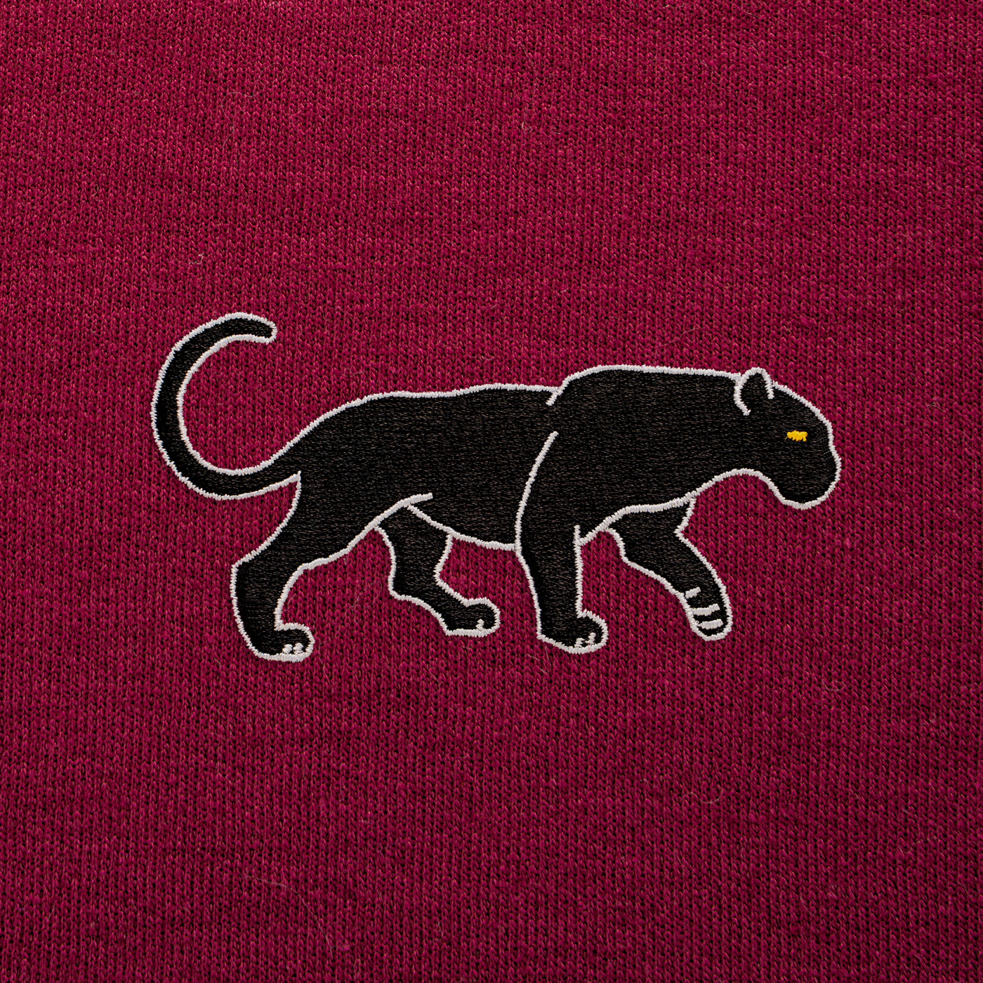 Bobby's Planet Men's Embroidered Black Jaguar Sweatshirt from South American Amazon Animals Collection in Maroon Color#color_maroon