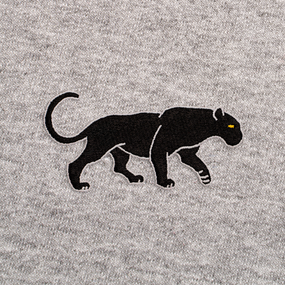 Bobby's Planet Men's Embroidered Black Jaguar Sweatshirt from South American Amazon Animals Collection in Sport Grey Color#color_sport-grey