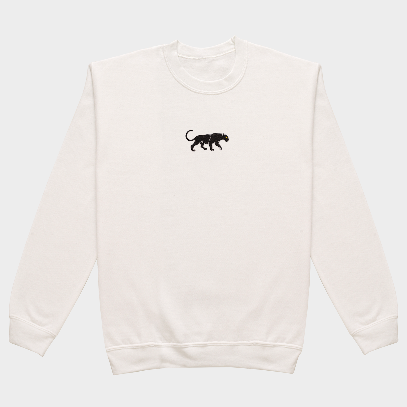 Bobby's Planet Women's Embroidered Black Jaguar Sweatshirt from South American Amazon Animals Collection in White Color#color_white