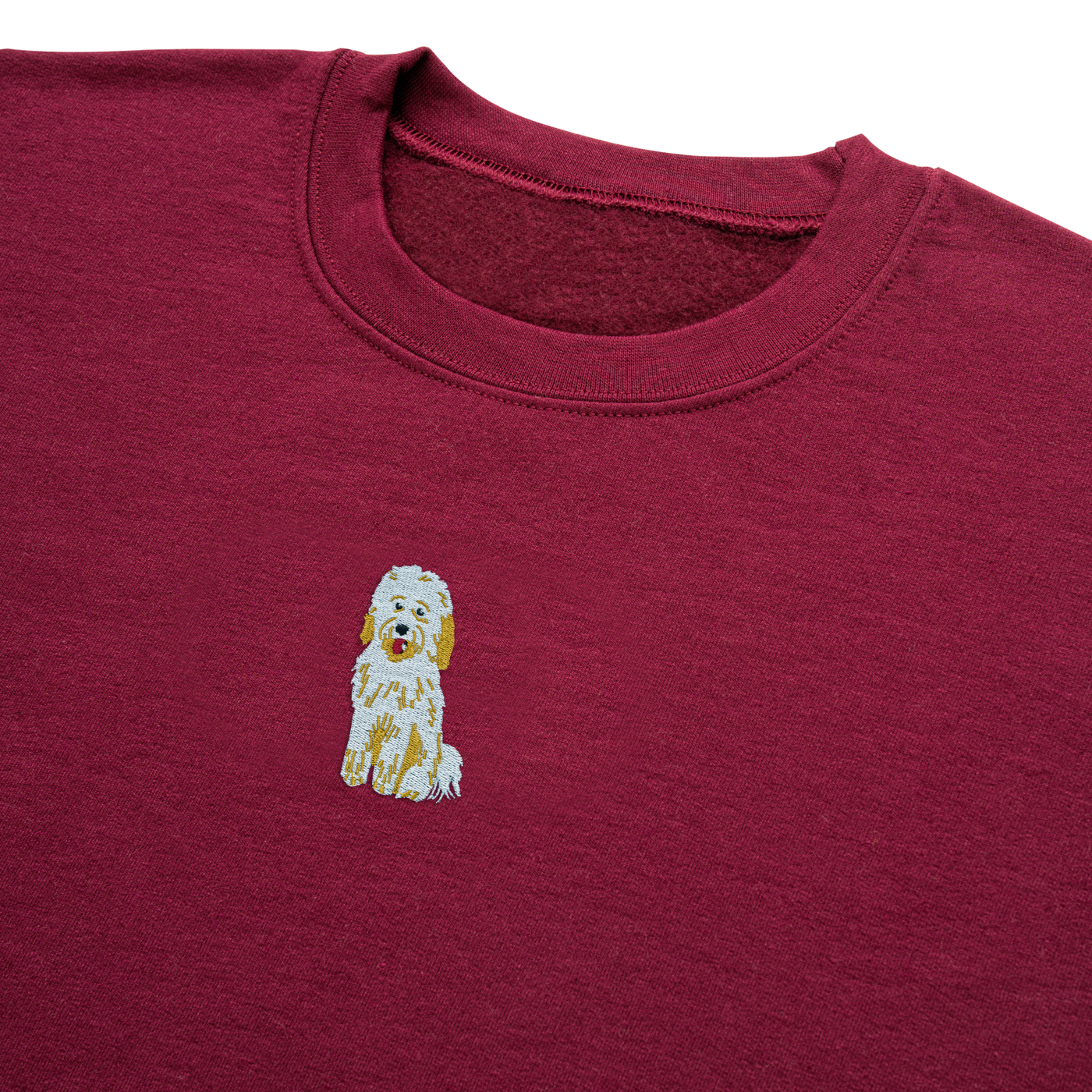 Bobby's Planet Men's Embroidered Poodle Sweatshirt from Bobbys Planet Toy Poodle Collection in Maroon Color#color_maroon