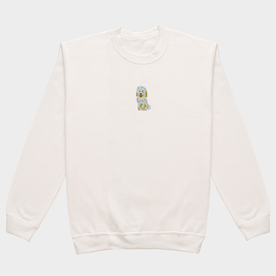 Bobby's Planet Men's Embroidered Poodle Sweatshirt from Bobbys Planet Toy Poodle Collection in White Color#color_white