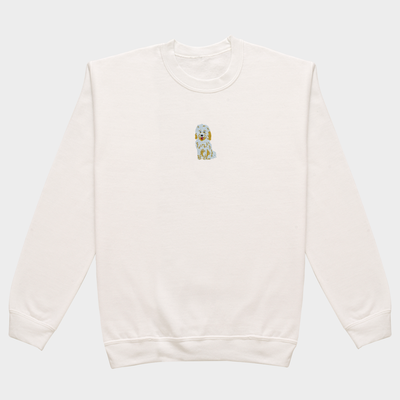Bobby's Planet Women's Embroidered Poodle Sweatshirt from Bobbys Planet Toy Poodle Collection in White Color#color_white