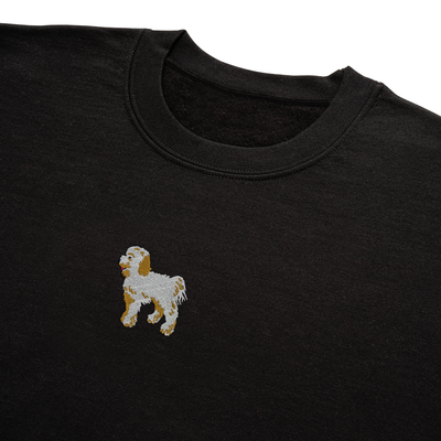 Bobby's Planet Men's Embroidered Poodle Sweatshirt from Bobbys Planet Toy Poodle Collection in Black Color#color_black