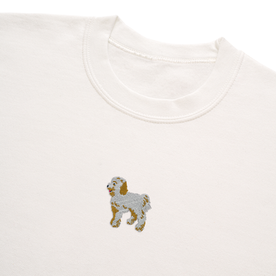 Bobby's Planet Men's Embroidered Poodle Sweatshirt from Bobbys Planet Toy Poodle Collection in White Color#color_white