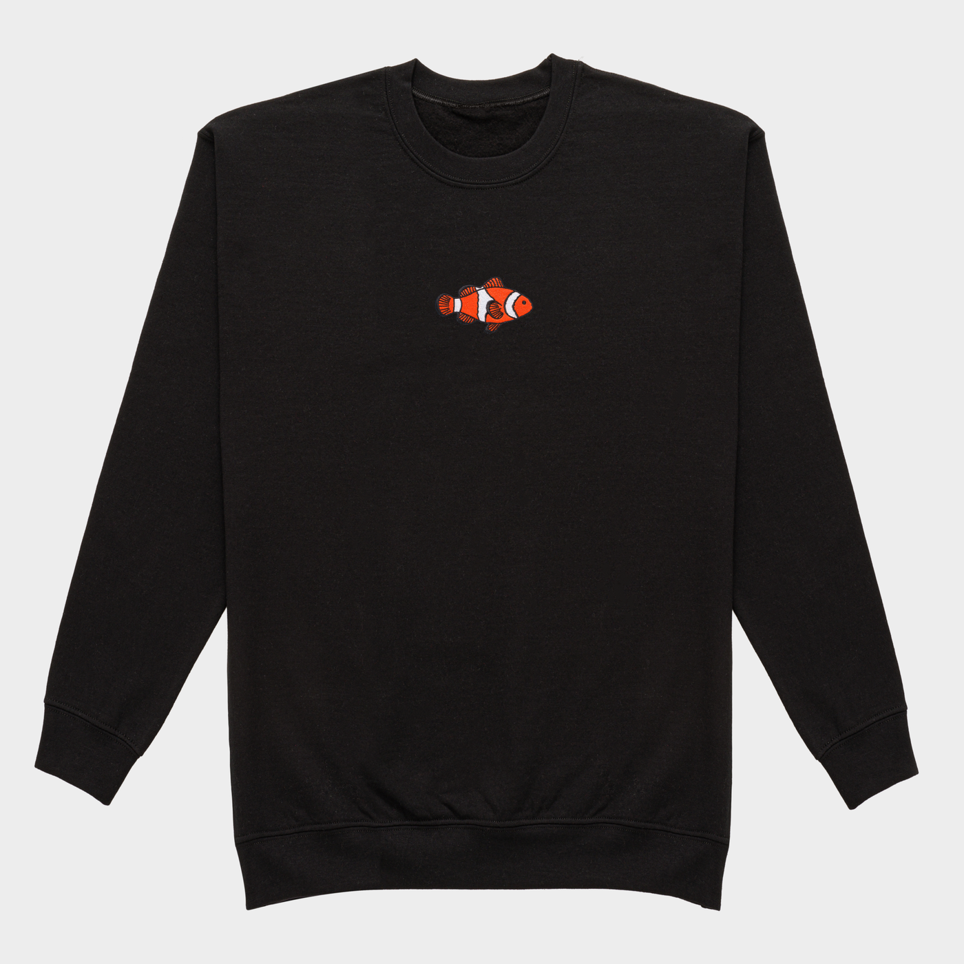 Bobby's Planet Men's Embroidered Clownfish Sweatshirt from Seven Seas Fish Animals Collection in Black Color#color_black