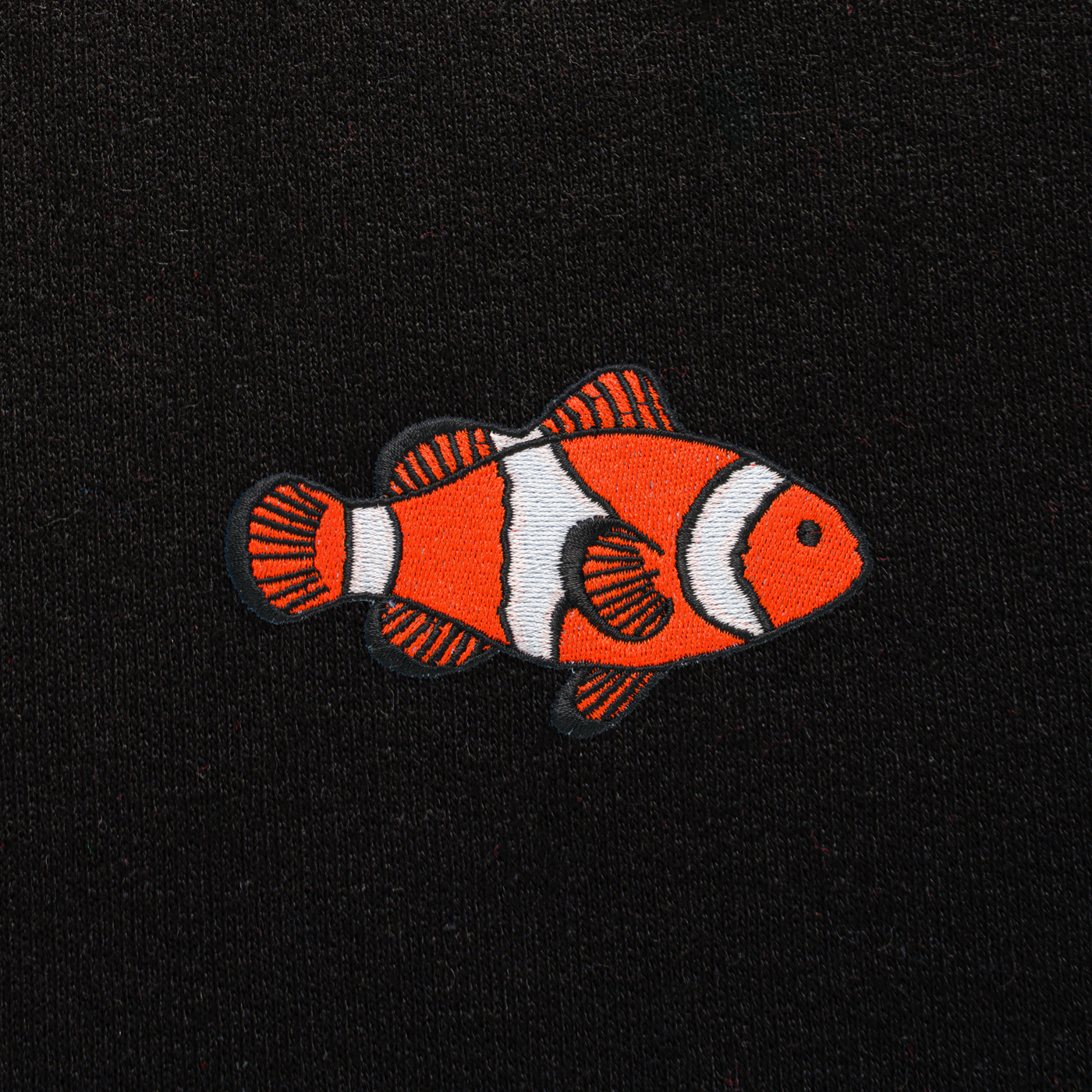 Bobby's Planet Men's Embroidered Clownfish Sweatshirt from Seven Seas Fish Animals Collection in Black Color#color_black