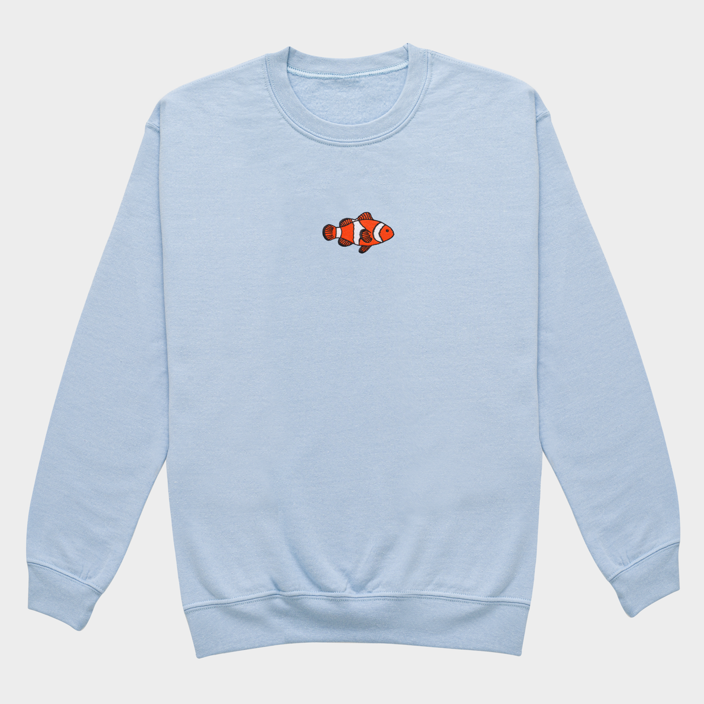 Bobby's Planet Women's Embroidered Clownfish Sweatshirt from Seven Seas Fish Animals Collection in Light Blue Color#color_light-blue