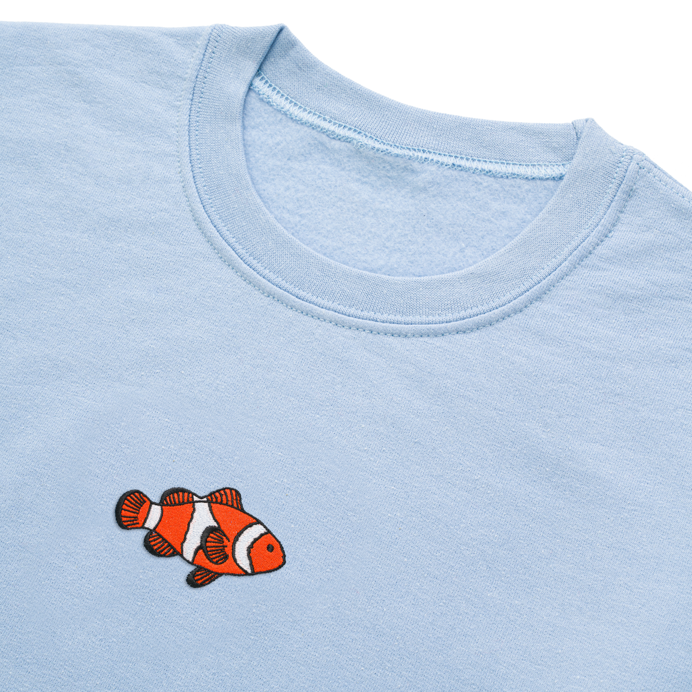 Bobby's Planet Women's Embroidered Clownfish Sweatshirt from Seven Seas Fish Animals Collection in Light Blue Color#color_light-blue