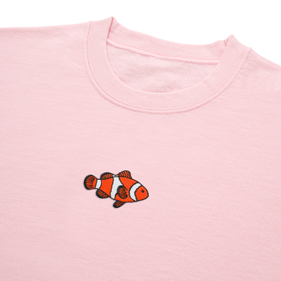 Bobby's Planet Women's Embroidered Clownfish Sweatshirt from Seven Seas Fish Animals Collection in Light Pink Color#color_light-pink