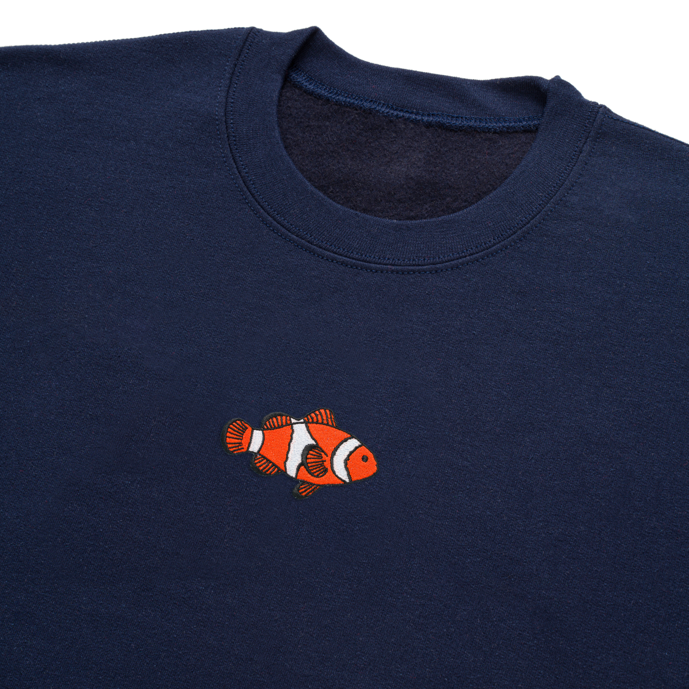 Bobby's Planet Women's Embroidered Clownfish Sweatshirt from Seven Seas Fish Animals Collection in Navy Color#color_navy