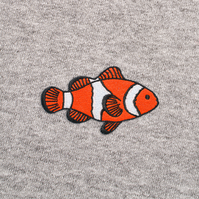 Bobby's Planet Women's Embroidered Clownfish Sweatshirt from Seven Seas Fish Animals Collection in Sport Grey Color#color_sport-grey