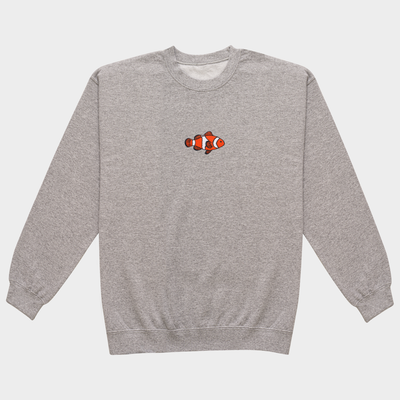 Bobby's Planet Men's Embroidered Clownfish Sweatshirt from Seven Seas Fish Animals Collection in Sport Grey Color#color_sport-grey