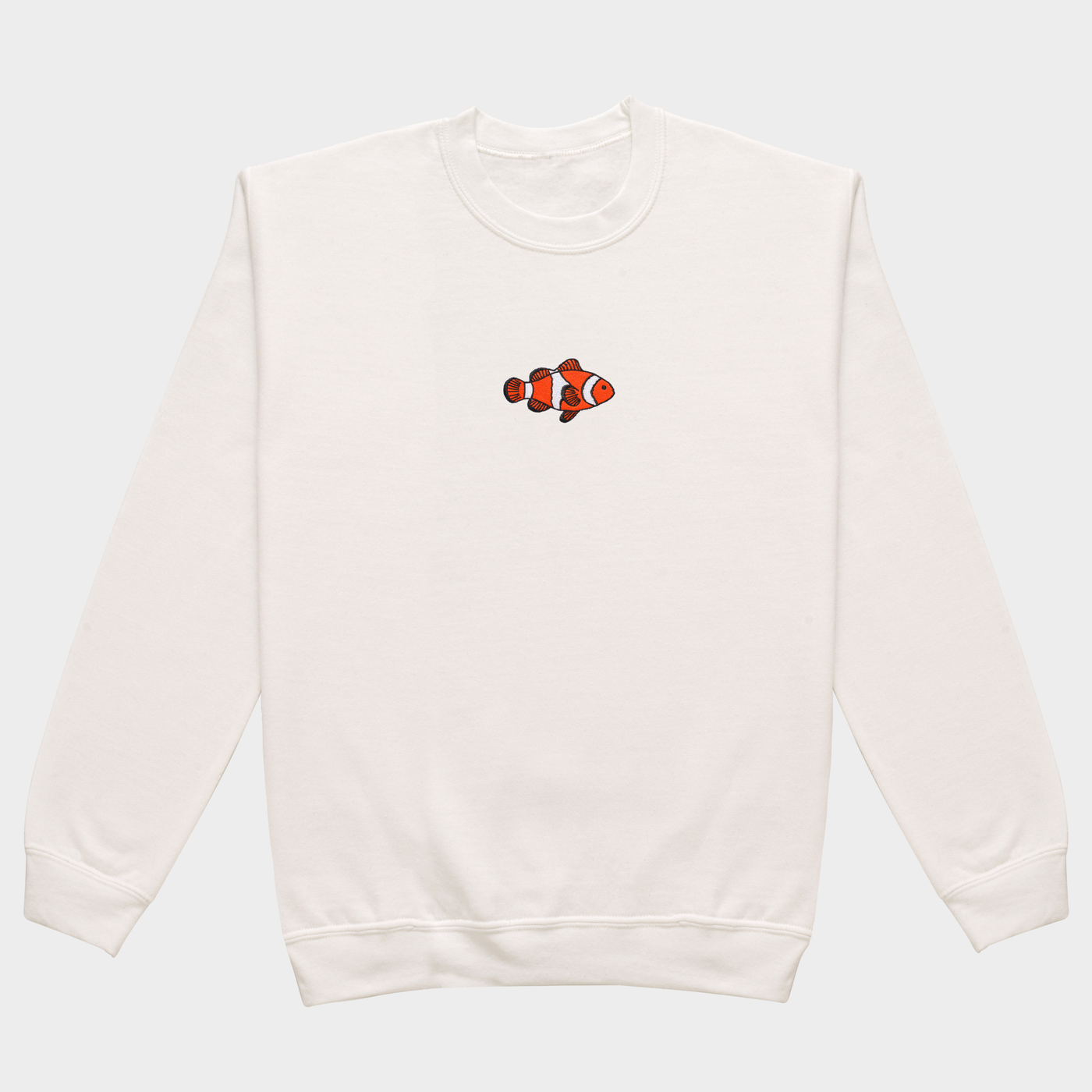 Bobby's Planet Men's Embroidered Clownfish Sweatshirt from Seven Seas Fish Animals Collection in White Color#color_white