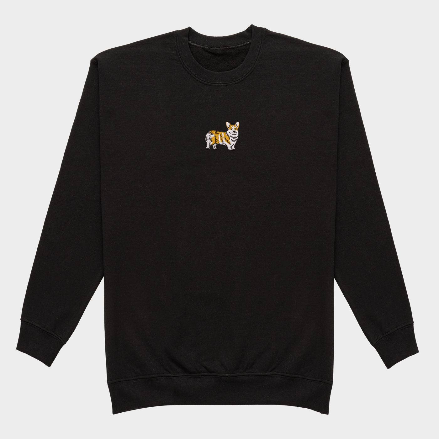 Bobby's Planet Men's Embroidered Corgi Sweatshirt from Paws Dog Cat Animals Collection in Black Color#color_black