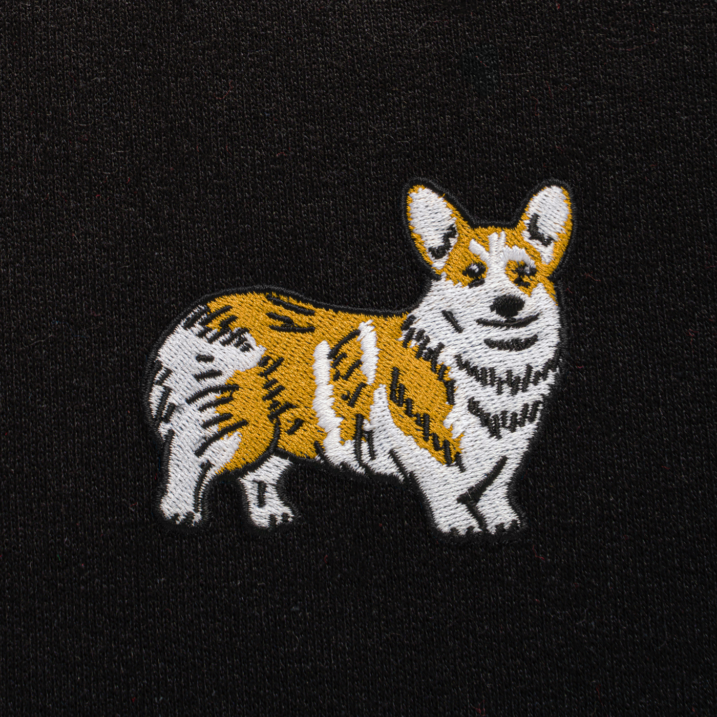 Bobby's Planet Men's Embroidered Corgi Sweatshirt from Paws Dog Cat Animals Collection in Black Color#color_black