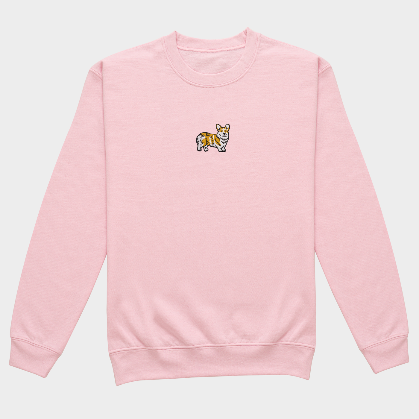 Bobby's Planet Women's Embroidered Corgi Sweatshirt from Paws Dog Cat Animals Collection in Light Pink Color#color_light-pink