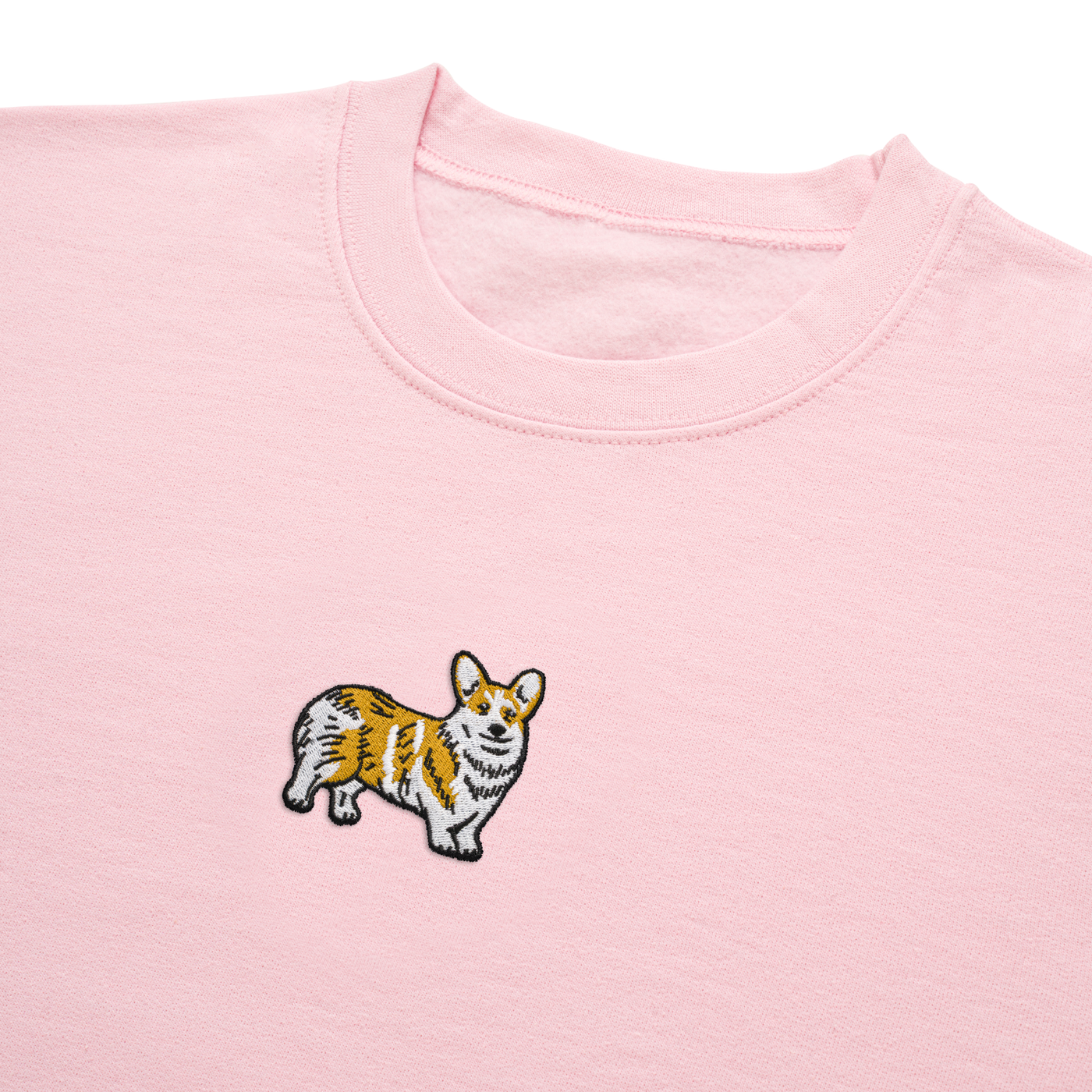 Bobby's Planet Women's Embroidered Corgi Sweatshirt from Paws Dog Cat Animals Collection in Light Pink Color#color_light-pink