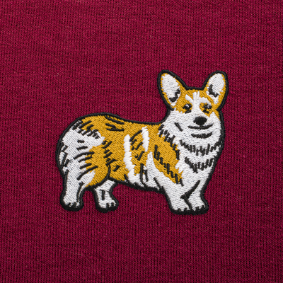 Bobby's Planet Men's Embroidered Corgi Sweatshirt from Paws Dog Cat Animals Collection in Maroon Color#color_maroon