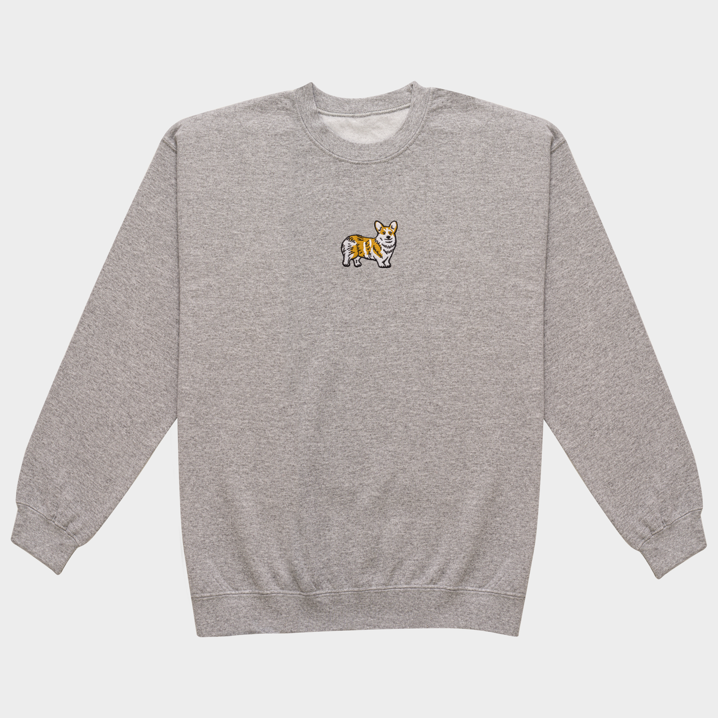 Bobby's Planet Men's Embroidered Corgi Sweatshirt from Paws Dog Cat Animals Collection in Sport Grey Color#color_sport-grey
