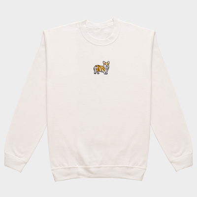 Bobby's Planet Women's Embroidered Corgi Sweatshirt from Paws Dog Cat Animals Collection in White Color#color_white