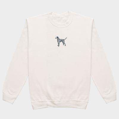 Bobby's Planet Women's Embroidered Dalmatian Sweatshirt from Paws Dog Cat Animals Collection in White Color#color_white