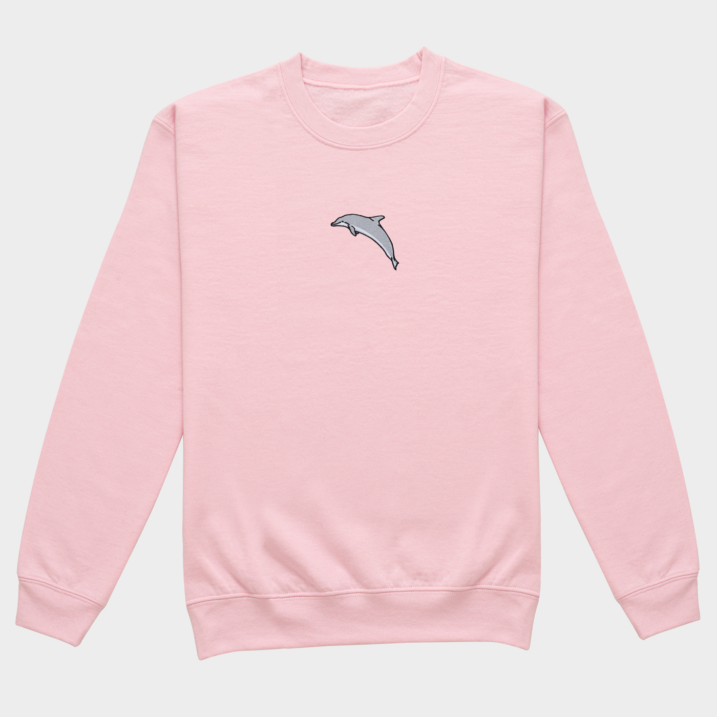 Bobby's Planet Women's Embroidered Dolphin Sweatshirt from Seven Seas Fish Animals Collection in Light Pink Color#color_light-pink
