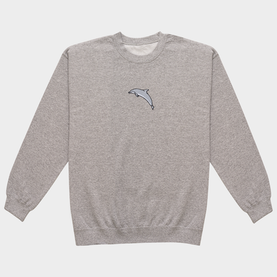 Bobby's Planet Women's Embroidered Dolphin Sweatshirt from Seven Seas Fish Animals Collection in Sport Grey Color#color_sport-grey