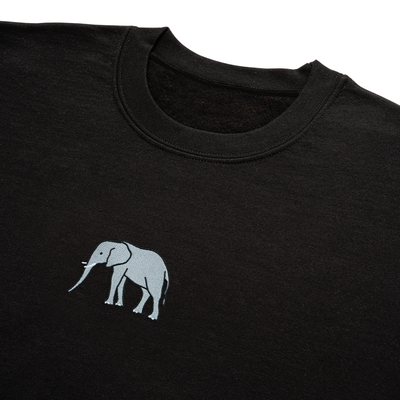 Bobby's Planet Men's Embroidered Elephant Sweatshirt from African Animals Collection in Black Color#color_black