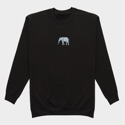 Bobby's Planet Men's Embroidered Elephant Sweatshirt from African Animals Collection in Black Color#color_black