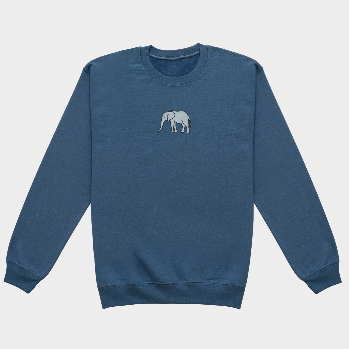 Bobby's Planet Men's Embroidered Elephant Sweatshirt from African Animals Collection in Indigo Blue Color#color_indigo-blue